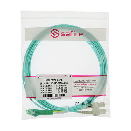 Safire Cavo di collegamento in fibra ottica duplex - Fibra multimodale OM4 ad alta velocità - Connettori ibridi LC APC e