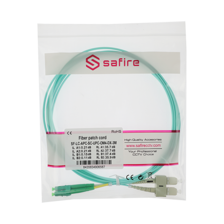 Safire Cavo di collegamento in fibra ottica duplex - Fibra multimodale OM4 ad alta velocità - Connettori ibridi LC APC e