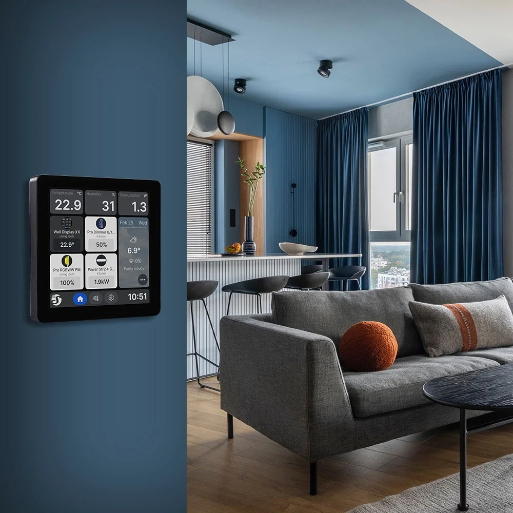 Shelly Wall Display X1i Nero - Schermo touchscreen da 4" a 720 × 720 pixel