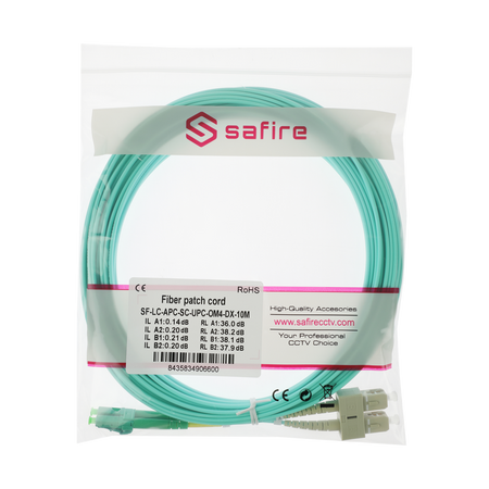 Safire Cavo di collegamento in fibra ottica duplex - Fibra multimodale OM4 ad alta velocità - Connettori ibridi LC APC e