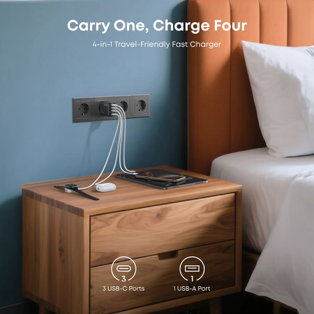 Anker - Caricabatterie USB - Potenza 70W - Ricarica rapida GaN | Display intelligente - Uscite 3x USB-C, 1x USB-A