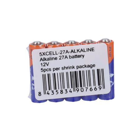 Pack 5x Batteria 27A - PKCELL - Alcalina Zn-MnO2 non ricaricabile - Tensione 12V - Capacità nominale 22mAh