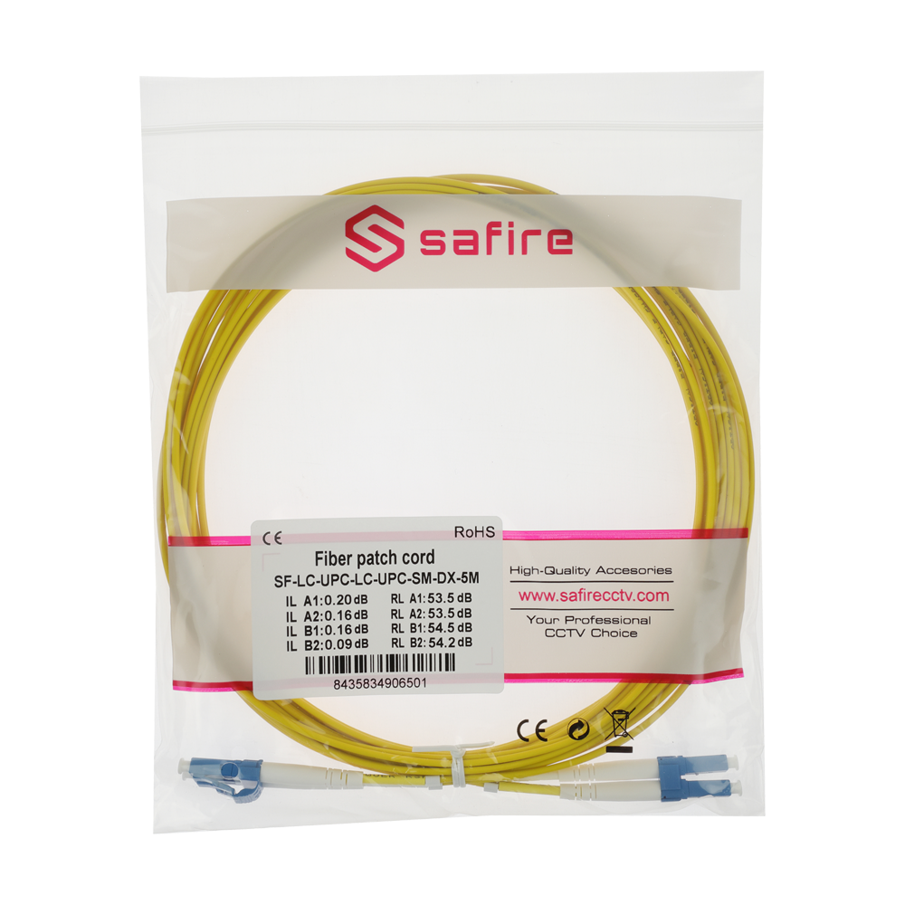 Safire Cavo di collegamento in fibra ottica - Fibra monomodale G657A2 ad alte prestazioni - Connettori LC UPC in formato