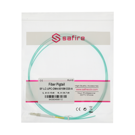 Safire Pigtail in fibra ottica simplex - Fibra multimodale OM4 ad alta velocità - Connettore LC con finitura UPC