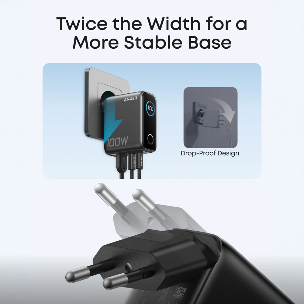Anker - Caricabatterie USB - Potenza 100W | Con doppia uscita - Ricarica rapida | Tecnologia GaN