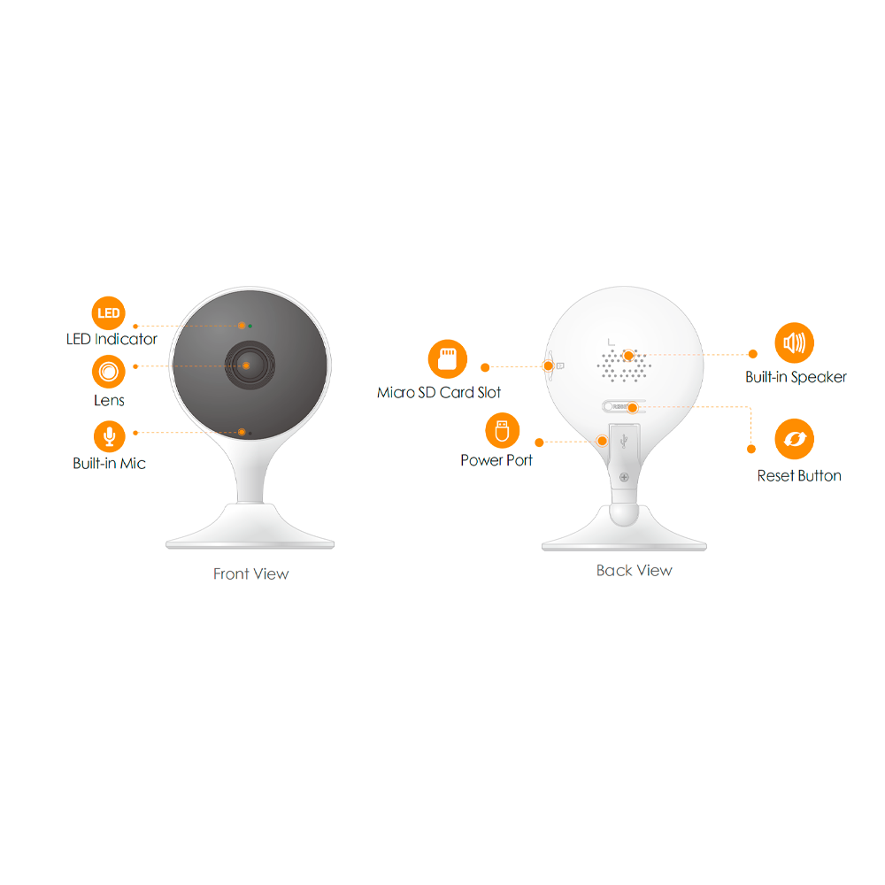 Imou Telecamera fissa Cue 2 2MP - WiFi 2.4 GHz - 2.8 mm / IR 10m - Audio bidirezionale / Sirena